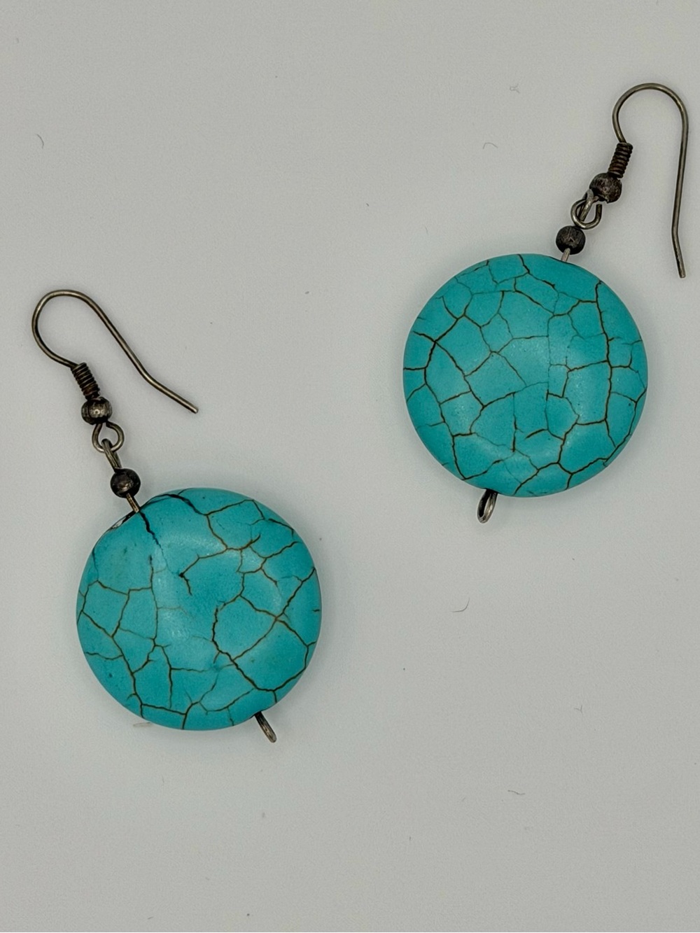 Turquoise Stone Round Drop Earrings - Women Jewelry